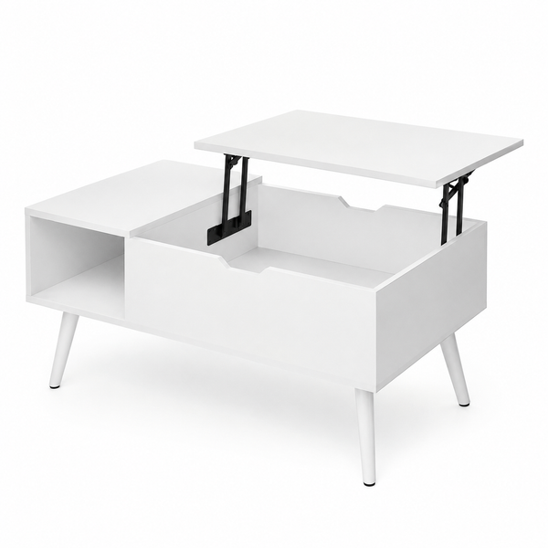 Table Basse Extensible Blanche avec Rangement – FlexiTable