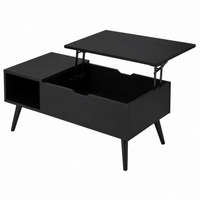Table Basse Extensible Noire avec Rangement – FlexiTable
