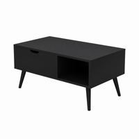 Table Basse Extensible Noire avec Rangement – FlexiTable