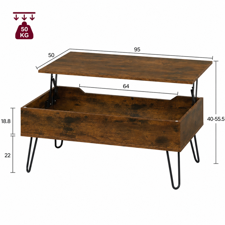 Table Basse Extensible Bois Industriel Plateau Relevable – FlexiTable