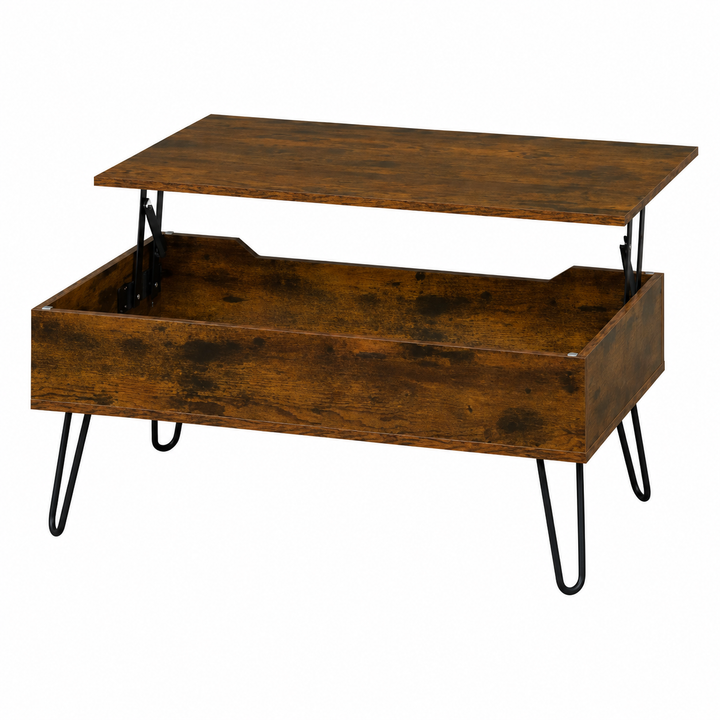 Table Basse Extensible Bois Industriel Plateau Relevable – FlexiTable