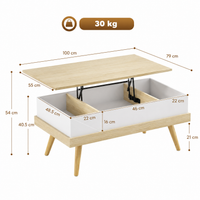 Table Basse Extensible Beige Scandinave Plateau Relevable – FlexiTable