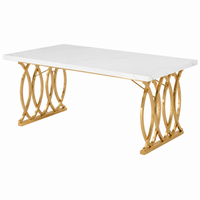Table à Manger Marbre Blanc Pieds Dorés 160x80cm – FlexiTable