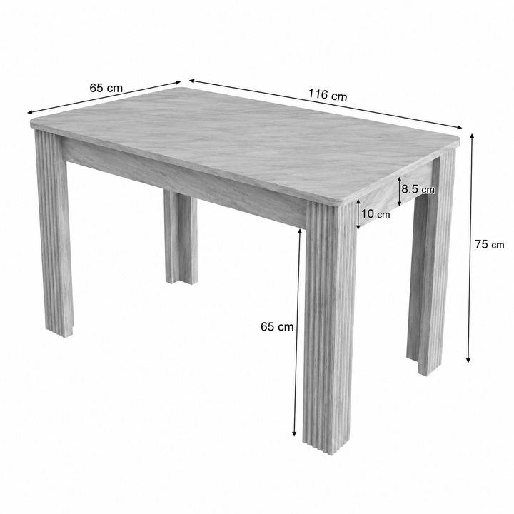 Table à Manger Rectangulaire Grise Style Industriel – FlexiTable