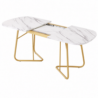 Table à Manger Extensible Marbre Blanc Pieds Dorés 180cm – FlexiTable