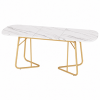 Table à Manger Extensible Marbre Blanc Pieds Dorés 180cm – FlexiTable