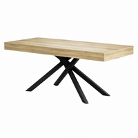 Table à Manger Extensible Bois Chêne Pieds Croisés Noirs 180cm – FlexiTable