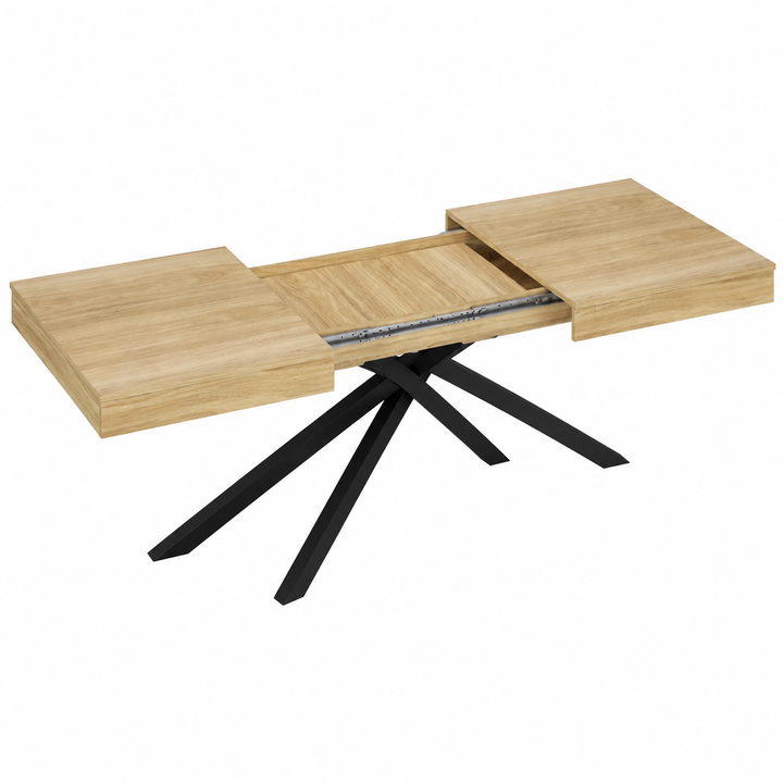 Table à Manger Extensible Bois Chêne Pieds Croisés Noirs 180cm – FlexiTable