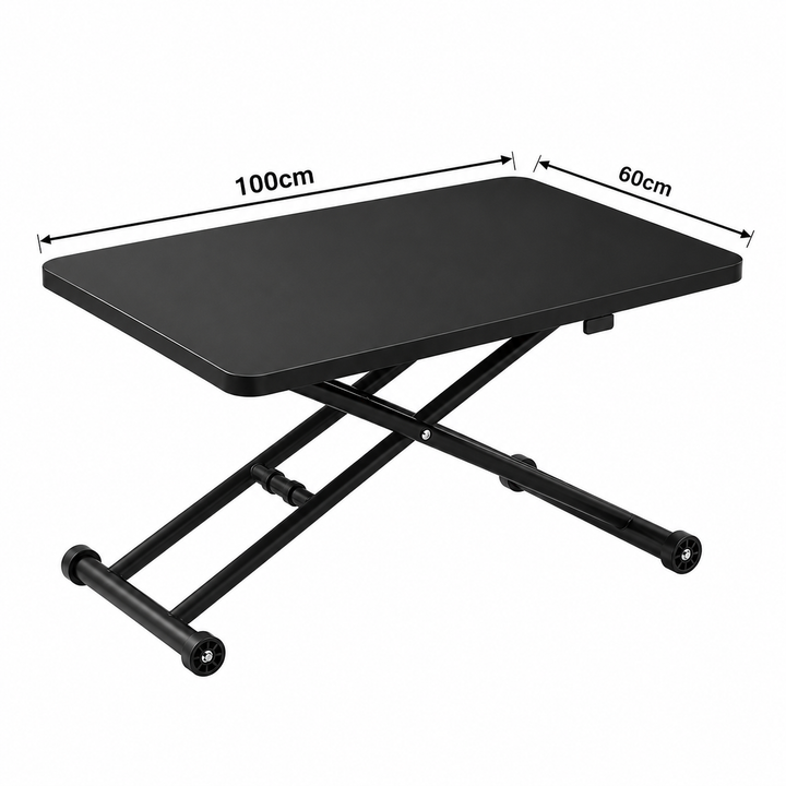Table Basse Relevable Série Zen Noir Intégral Hauteur Réglable 100x60cm – FlexiTable