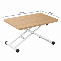 Table Basse Relevable Série Zen Bois Clair Structure Blanche 100x60cm – FlexiTable